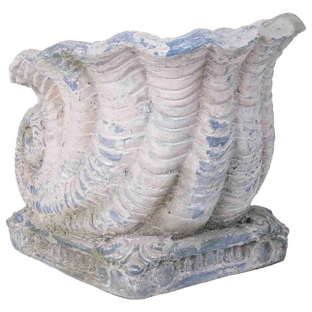 Fioriera a conchiglia color pietra, 65x37x32h cm