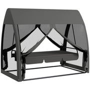 Letto da Giardino Convertibile con Cuscini e Zanzariera ¨C Zephmum ¨C Grigio 240x140x197 cm