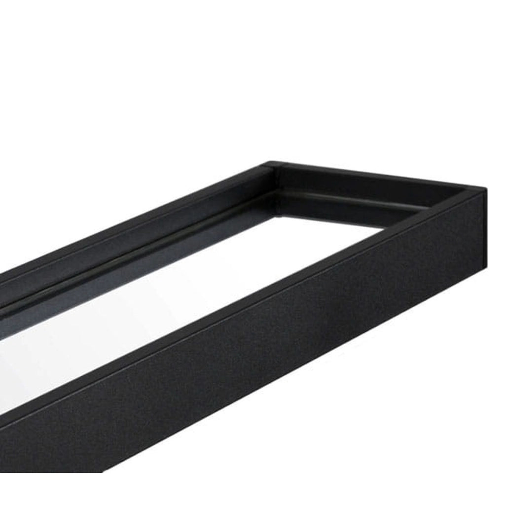 Specchio rotondo nero con mensola e portasciugamani 60cm