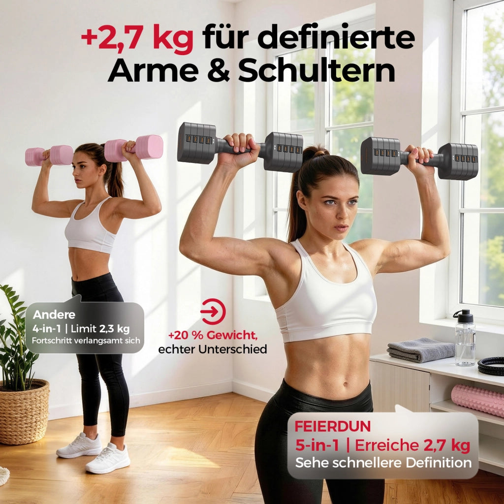 Set di manubri regolabili 5-in-1 ¨C zephmum ¨C 2 pezzi 5.4 kg
