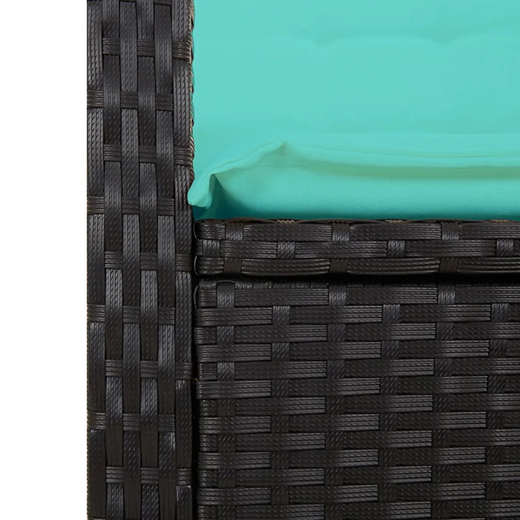 Panca Reclinabile da Giardino con Cuscini Nera in Polyrattan 368234