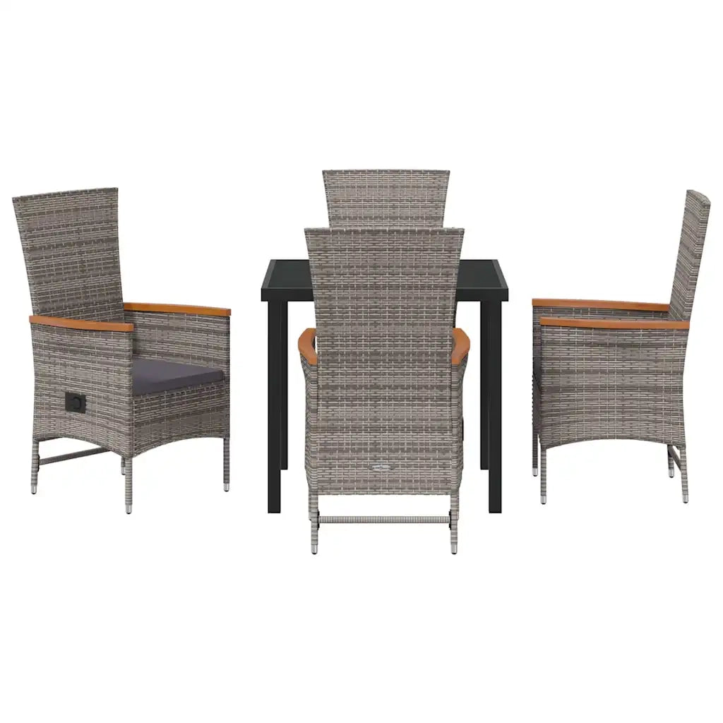 Set da Pranzo per Giardino con cuscino 5 pcs Grigio