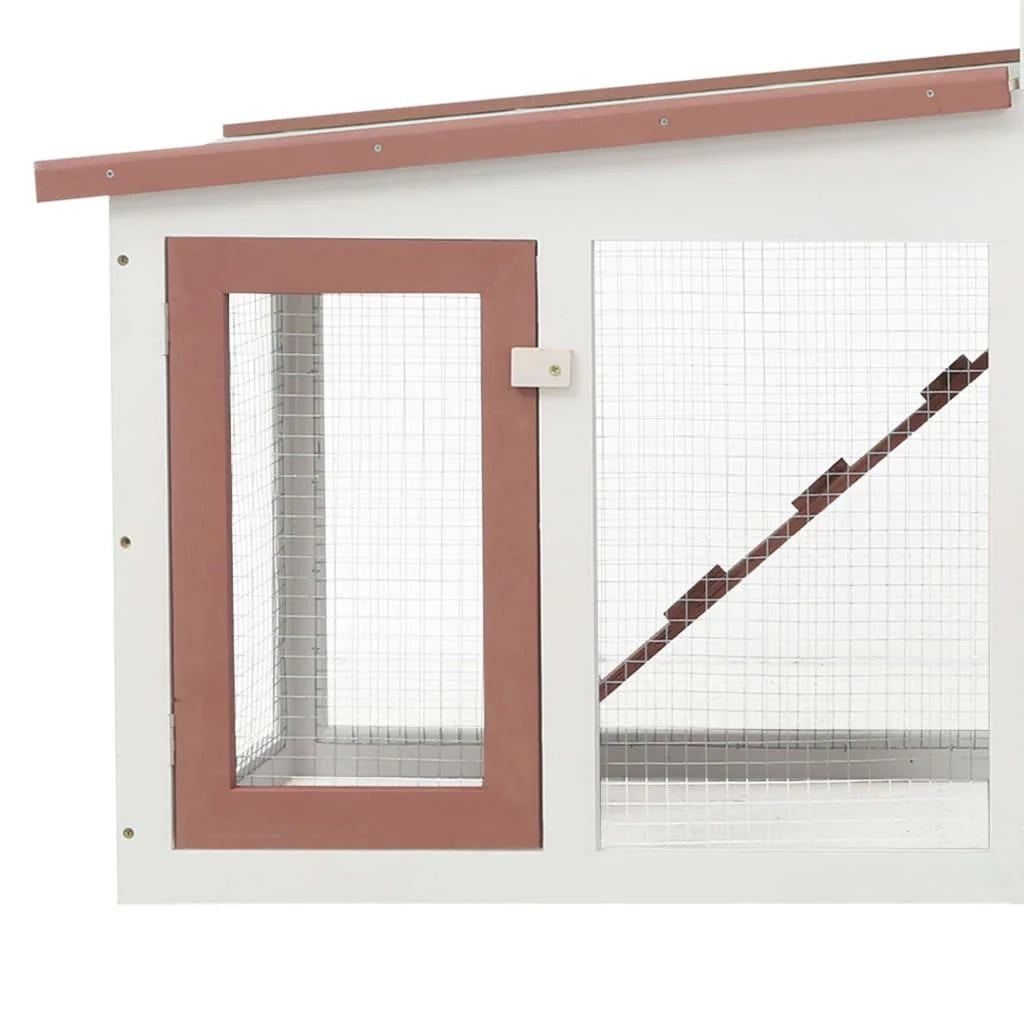 Grande gabbia da esterno 204 x 45 x 85 cm in legno marrone e bianco 02_0000607