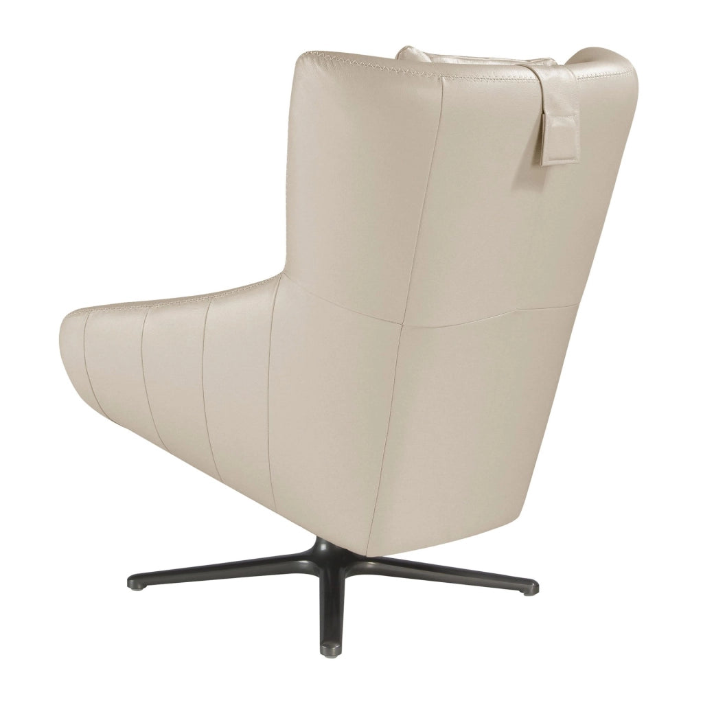 Poltrona girevole in pelle grigio taupe
