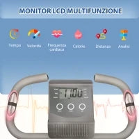Cyclette Pieghevole 2 in 1, Resistenza Magnetica Regolabile 8 Livelli, Bici da Fitness con Sensore di Frequenza Cardiaca, Elastici per Braccia, Schermo LCD, Volano 2.5kg, Grigio