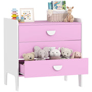 Cassettiera per bambini con 3 cassetti ¨C zephmum ¨C rosa e bianco, MDF