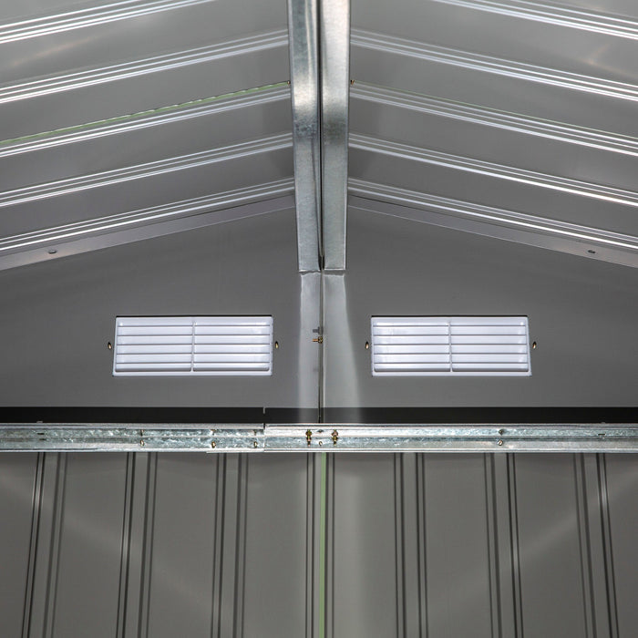 Casetta Box da Giardino 277x195x192 cm in Acciaio e Polipropilene Verde Chiaro