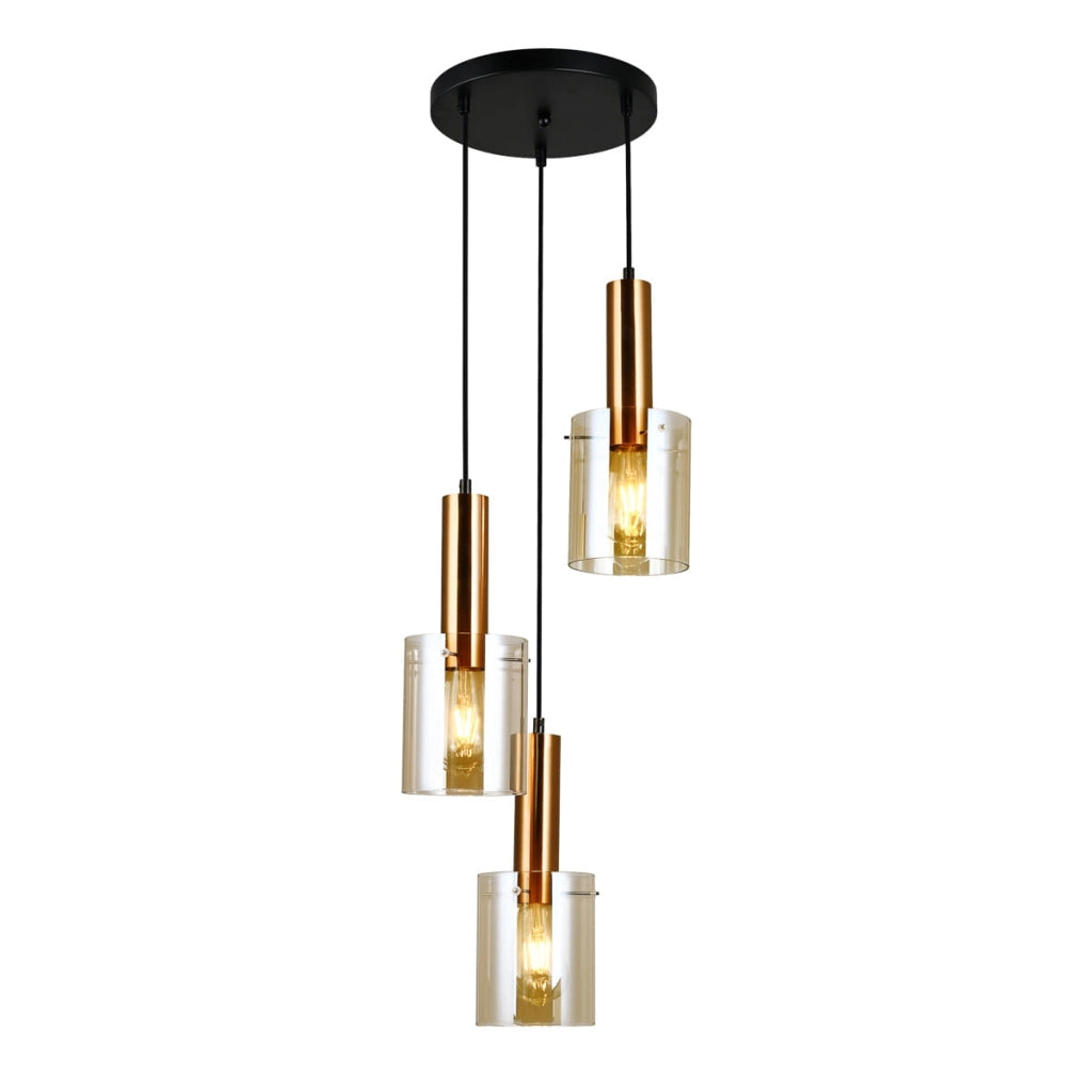 Lampadario Italux Sardo ottone vetro ambra 3xE27 33cm