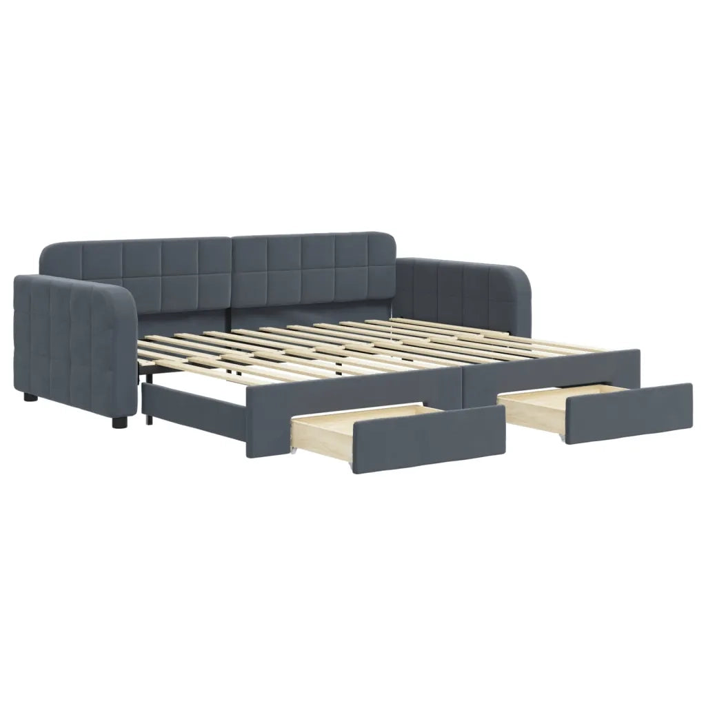 Divano Letto Estraibile Cassetti-Sofa Letto-Daybed Grigio Scuro 90x200cm Velluto 761341