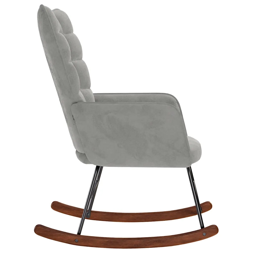Sedia a Dondolo Grigio Chiaro in Velluto 4016832