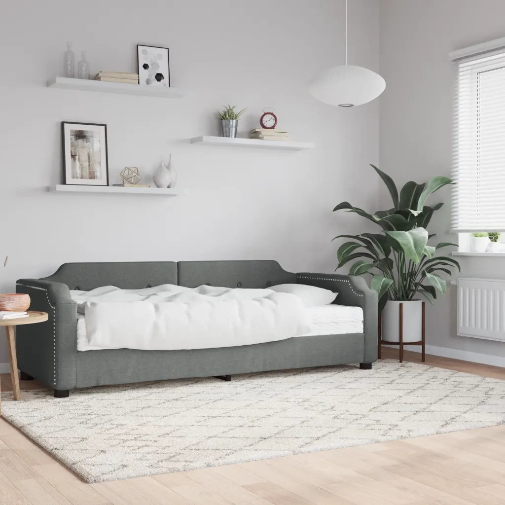 Divano Letto con Materasso Grigio Scuro 80x200 cm in Tessuto 3197612