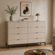 Lamila, Cassettiera 8 Cassetti, 150x40x116h cm Beige Cashmere
