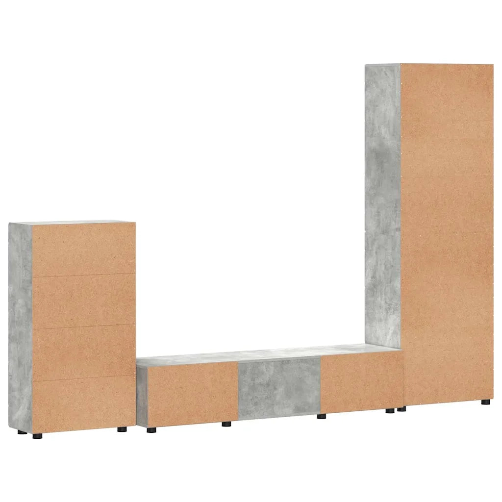 Set mobile TV FLORIN 3 pcs Grigio cemento Legno multistrato
