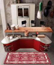 Tappeto moderno BANGKOK ROSSO geometrico astratto, Tappeto arredo ingresso camera da letto lavabile antiscivolo cm.85x150