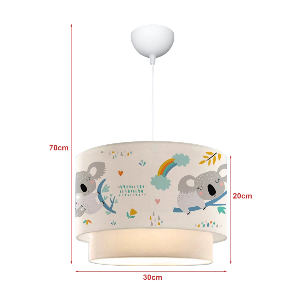 Lampada a Sospensione Lurgan per Cameretta Decorato con Koala - Bianco lux.pro
