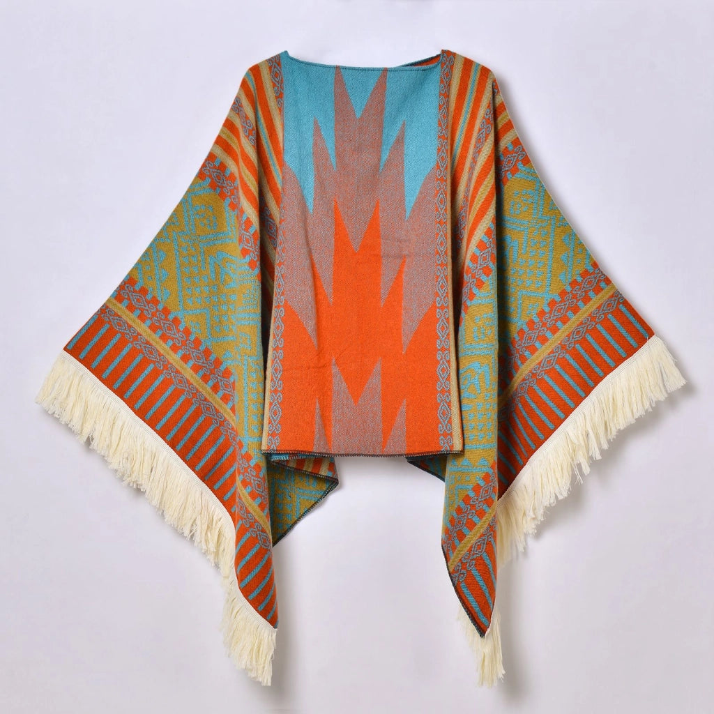 Sciarpa da viaggio vintage, mantello, scialle con nappe