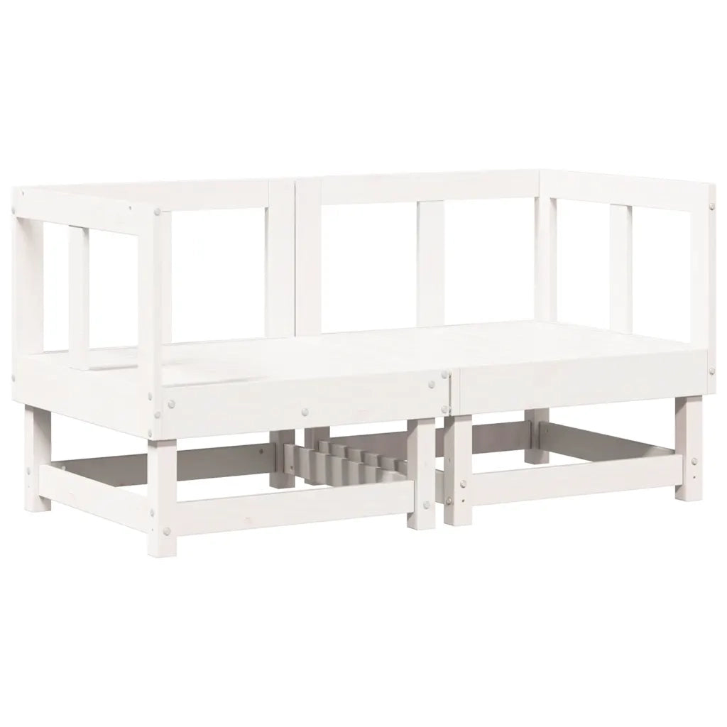 Divani Angolari con Cuscini 2 pz Legno Massello di Pino Bianco 825451