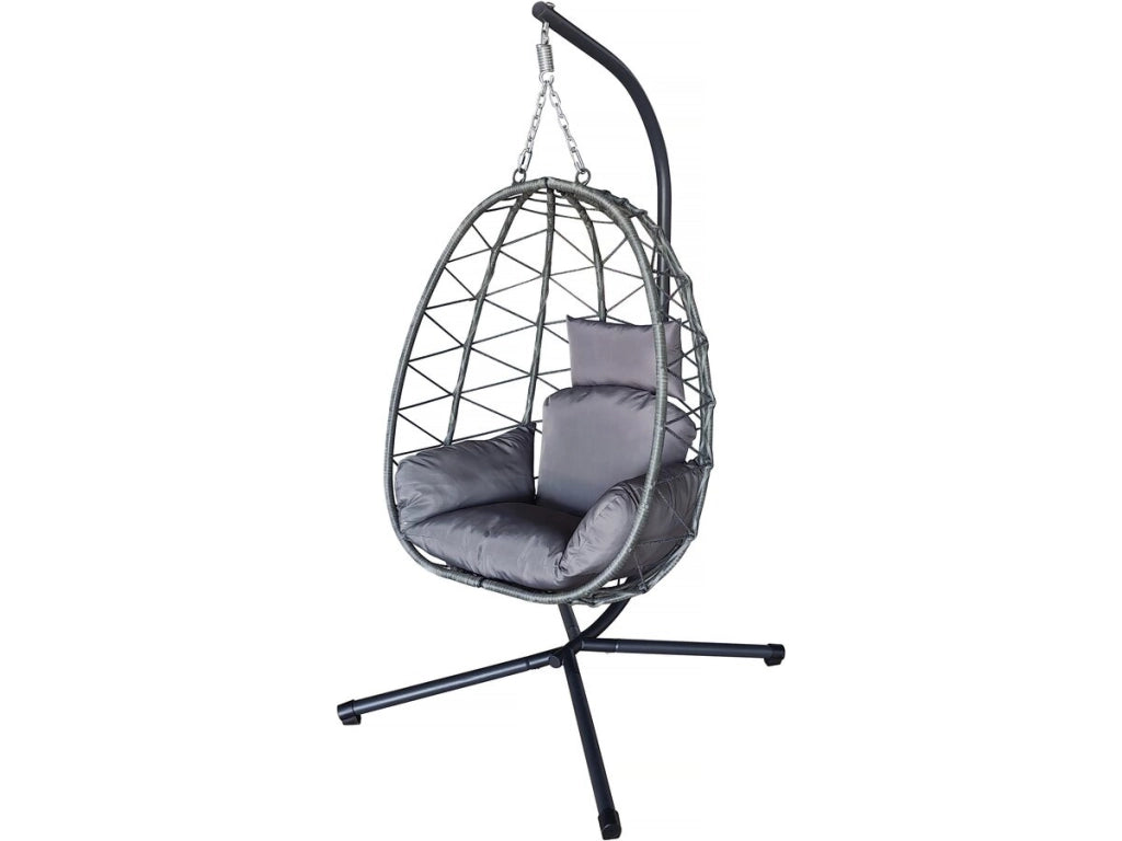 Sedia a uovo "Cosi" in rattan - 99 x 92 x 194 cm - Grigio