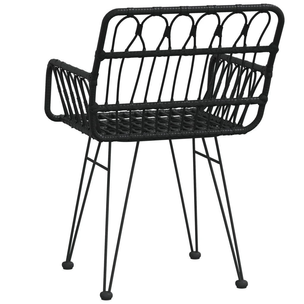 Sedie da Giardino 2pz con Braccioli Nero 56x64x80 cm Rattan PE cod mxl 16626