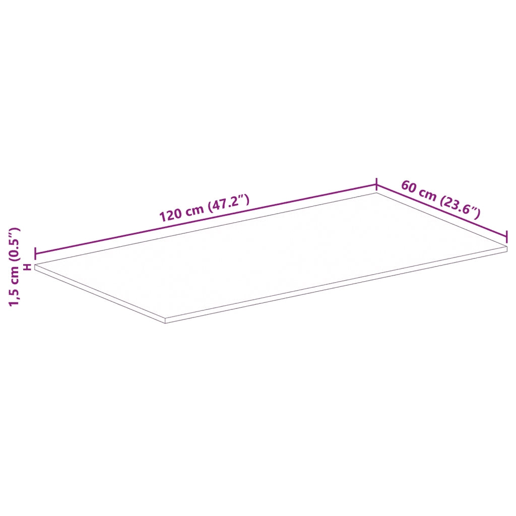 vidaXL Piano Tavolo 120x60x1,5 cm Rettangolare in Massello di Recupero