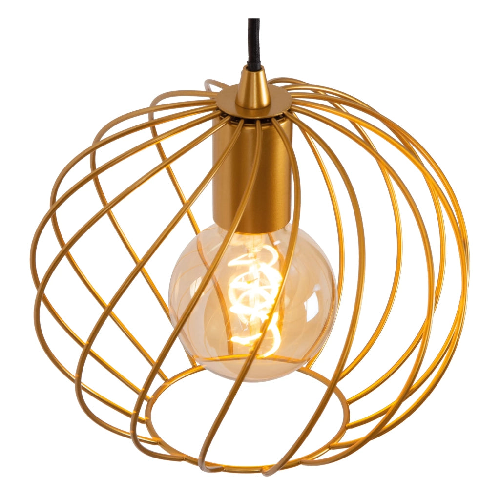 Lampada a sospensione Lucide Danza 3xE27 ottone nero