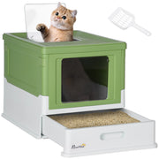 Casetta per Gatti con Entrata e Scala ¨C zephmum ¨C Verde e Bianco 47.5x35.5x36.7 cm