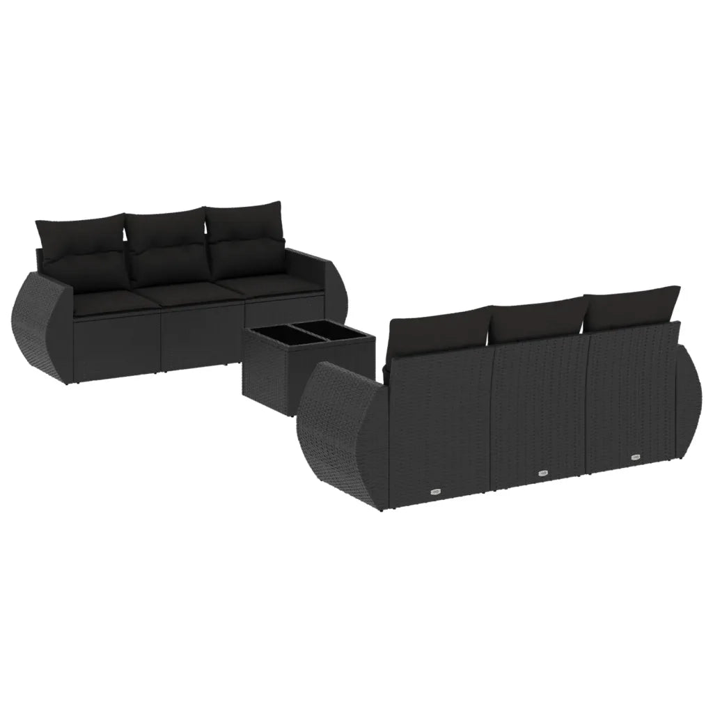 Set Divani da Giardino con Cuscini 7pz Nero Polyrattancod mxl 87237