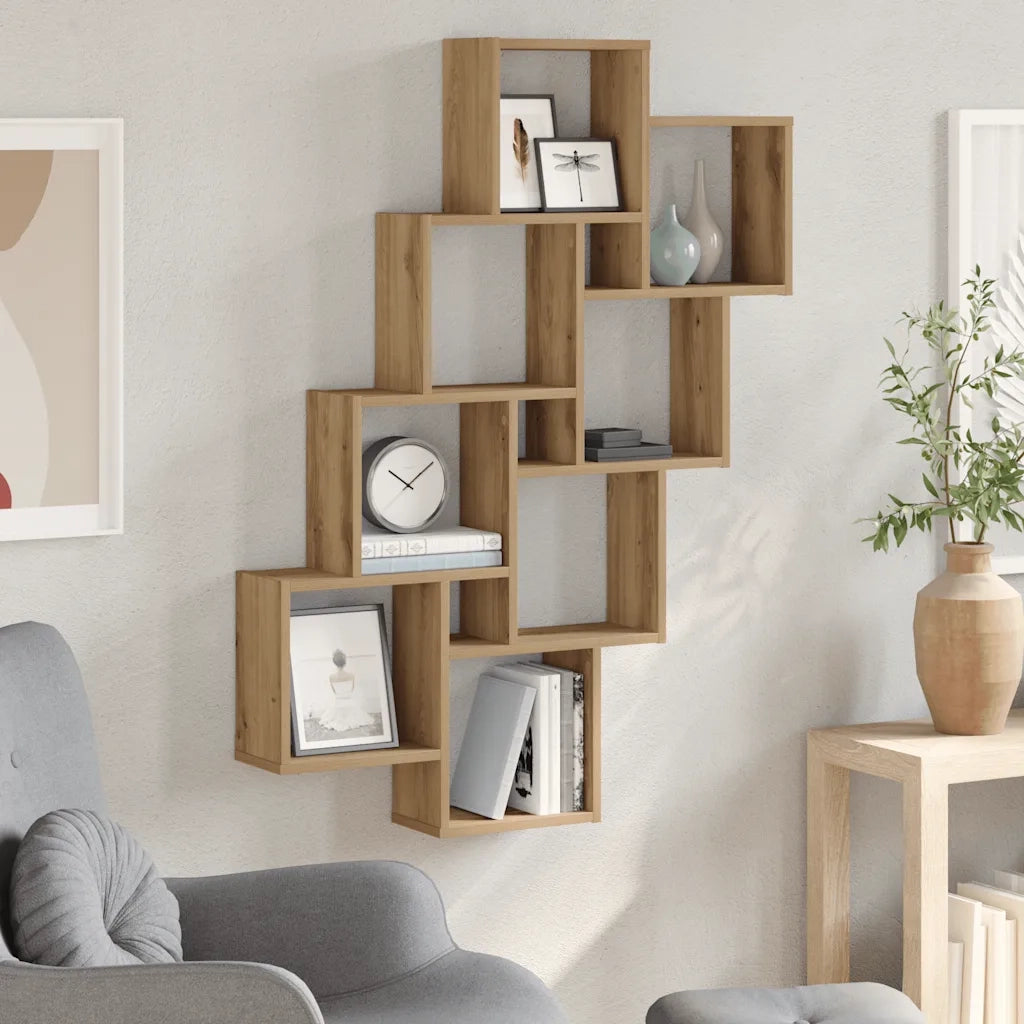 Mensola a Muro | Mensola a parete Cubo Artigianale 90x15x119,5cm Legno Multistrato