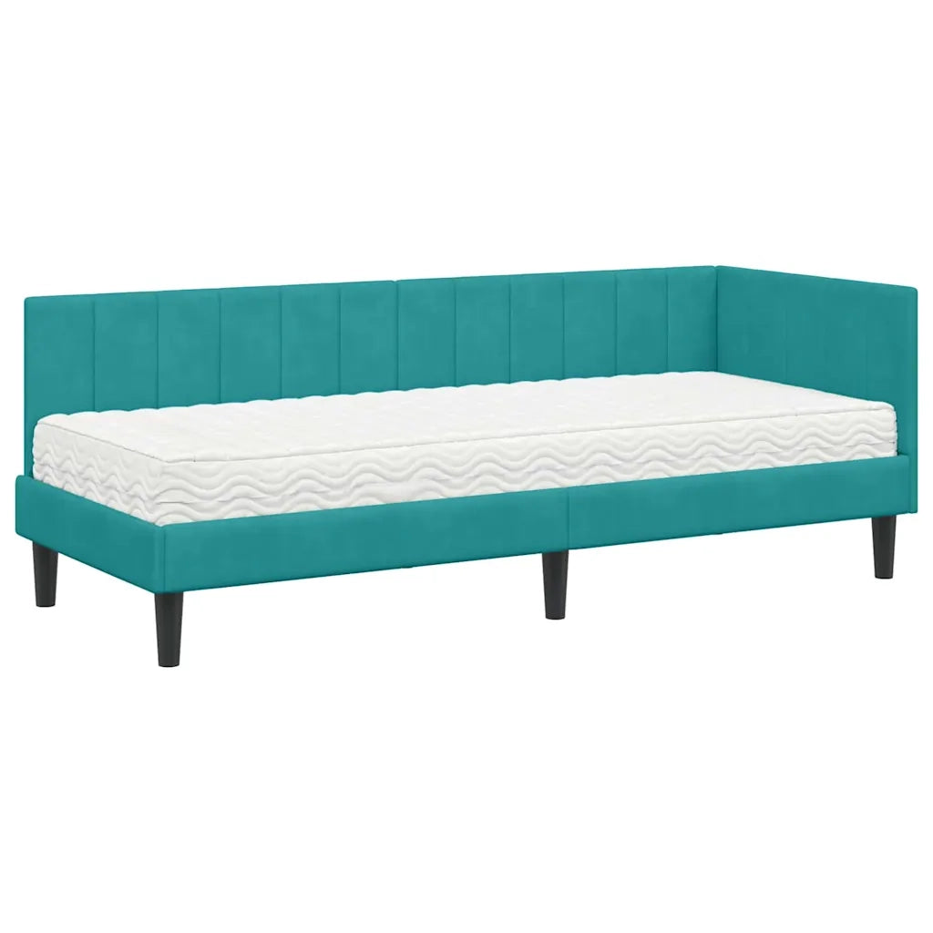 Struttura Letto Angolare con Materasso 2 pcs Turchese Velluto