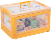 Cassetto di archiviazione trasparente con coperchio, 25 l, contenitore per medicinali, cassetto di archiviazione, scatola in plastica trasparente (gialla)