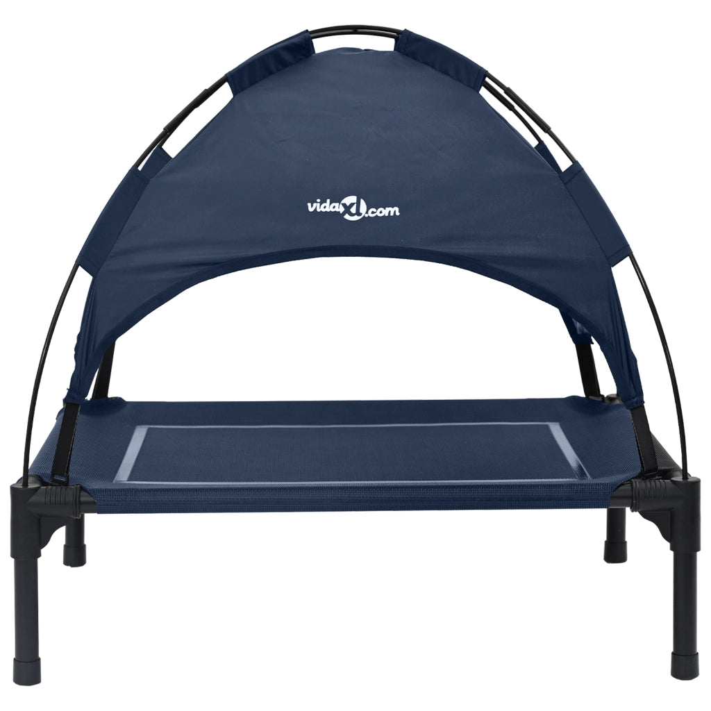 Letto rialzato per cani con tetto removibile blu navy in acciaio