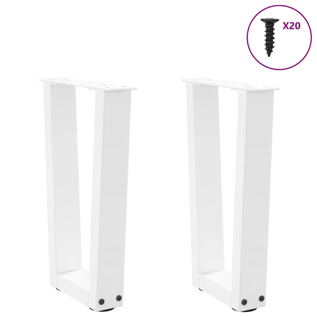 Gambe per Tavolino da Caffè a Forma di V 2 pz Bianche 38x(42-43,3) cm Acciaio 4012625
