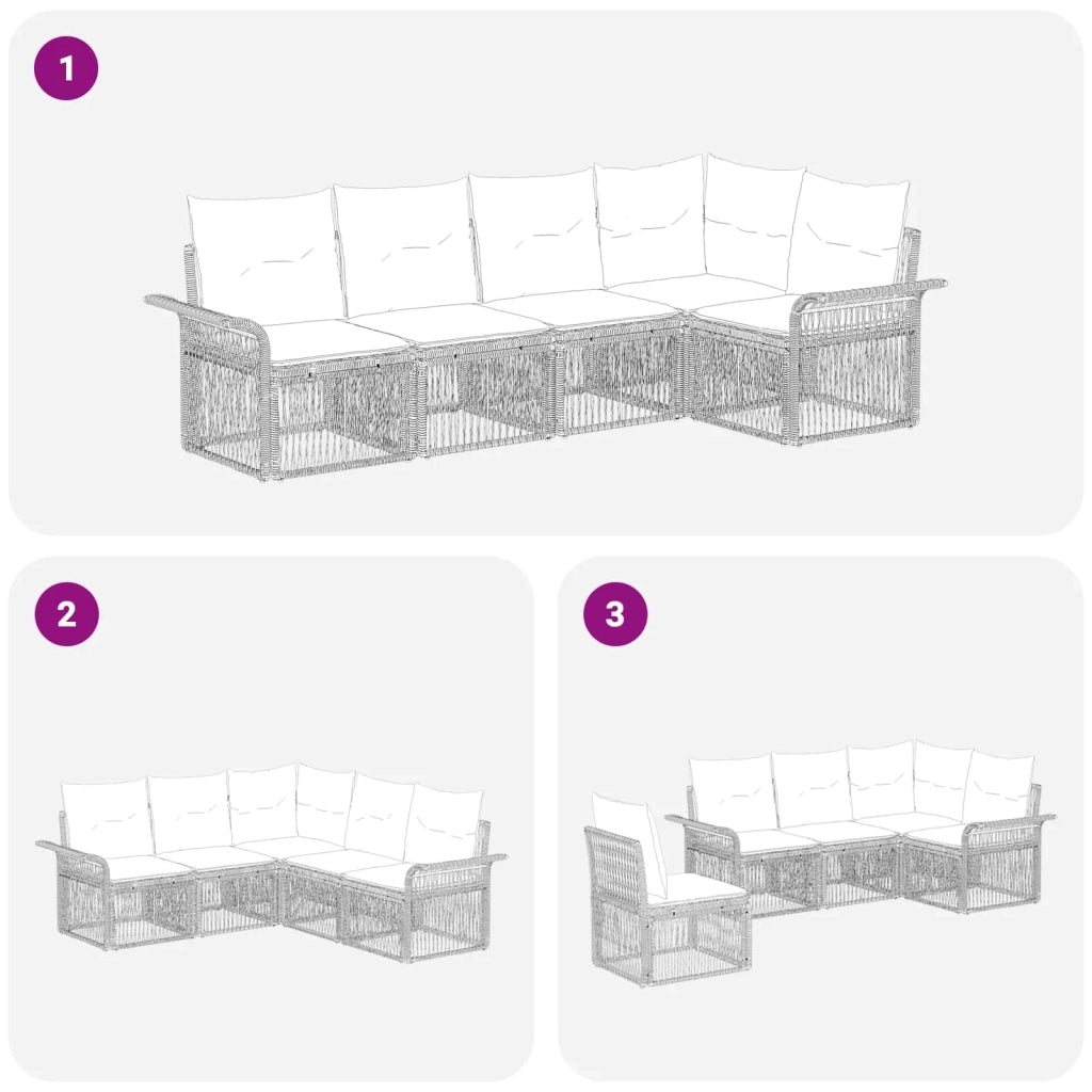 Set Divano da Giardino 5 pcs Nero polyrattan 3434827