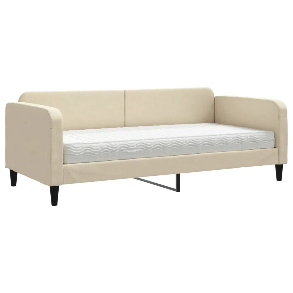 Divano Letto con Materasso-Sofa Letto-Daybed Crema 90x200 cm in Tessuto 709302