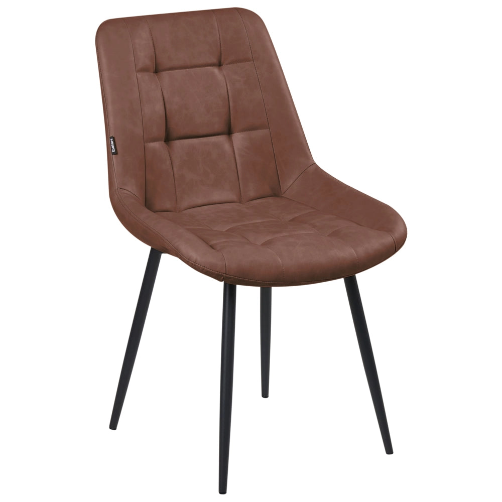 Set di 2 sedie da pranzo in ecopelle marrone dorato gambe in ferro Nero sedie moderne imbottite