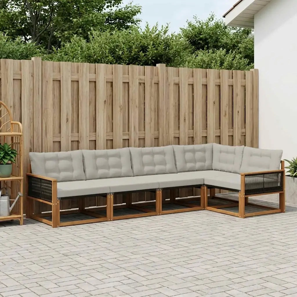 Set di divani da esterno 5 pcs Naturale e Grigio Chiaro 3381423