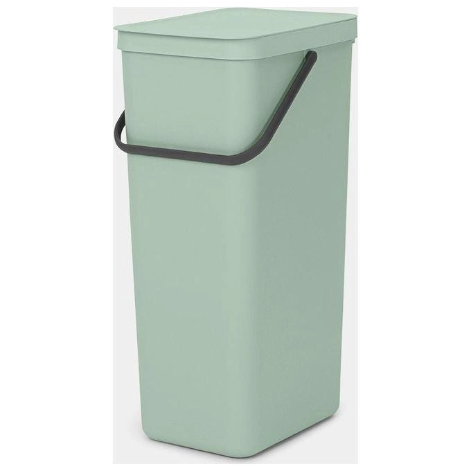 Brabantia 212826 Sort and Go Pattumiera 40L in Plastica Riciclabile al 100% con Coperchio Stay Open e Maniglia di Trasporto colore Jade Green