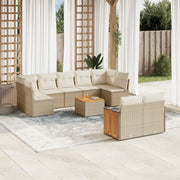 Set Divano da Giardino 10 pz con Cuscini Beige in Polyrattan 3260378