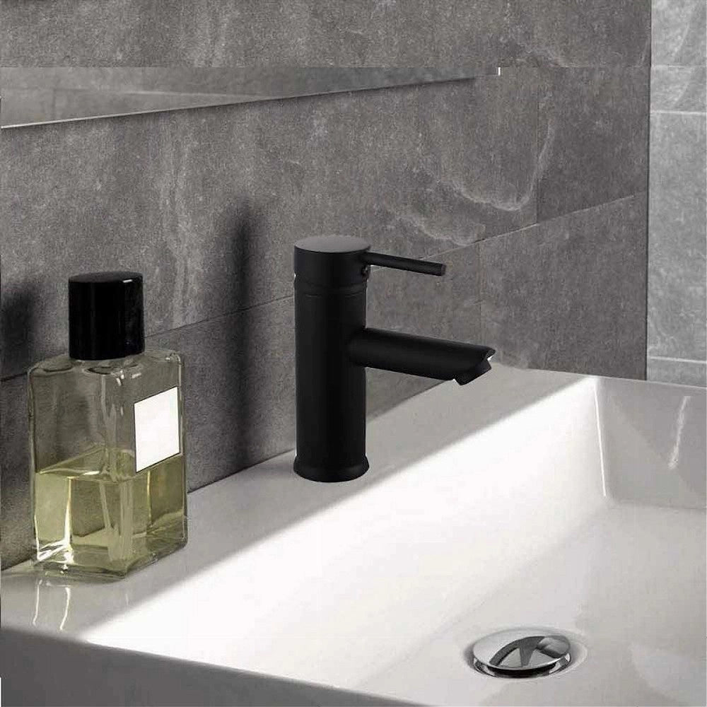 Trade Shop - Rubinetto Bagno Moderno Nero Opaco Miscelatore Orientabile Lavabo Canna Bassa 87391 -