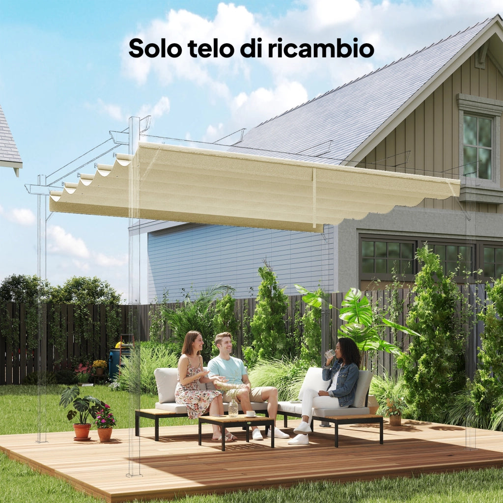 Telo per Pergola 250x255 cm con 10 Fori di Drenaggio in Poliestere  Crema