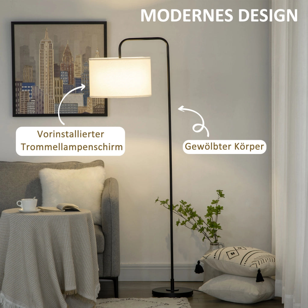 Lampada da terra con paralume in tessuto e interruttore a pedale ¨C zephmum ¨C Acciaio, Bianco