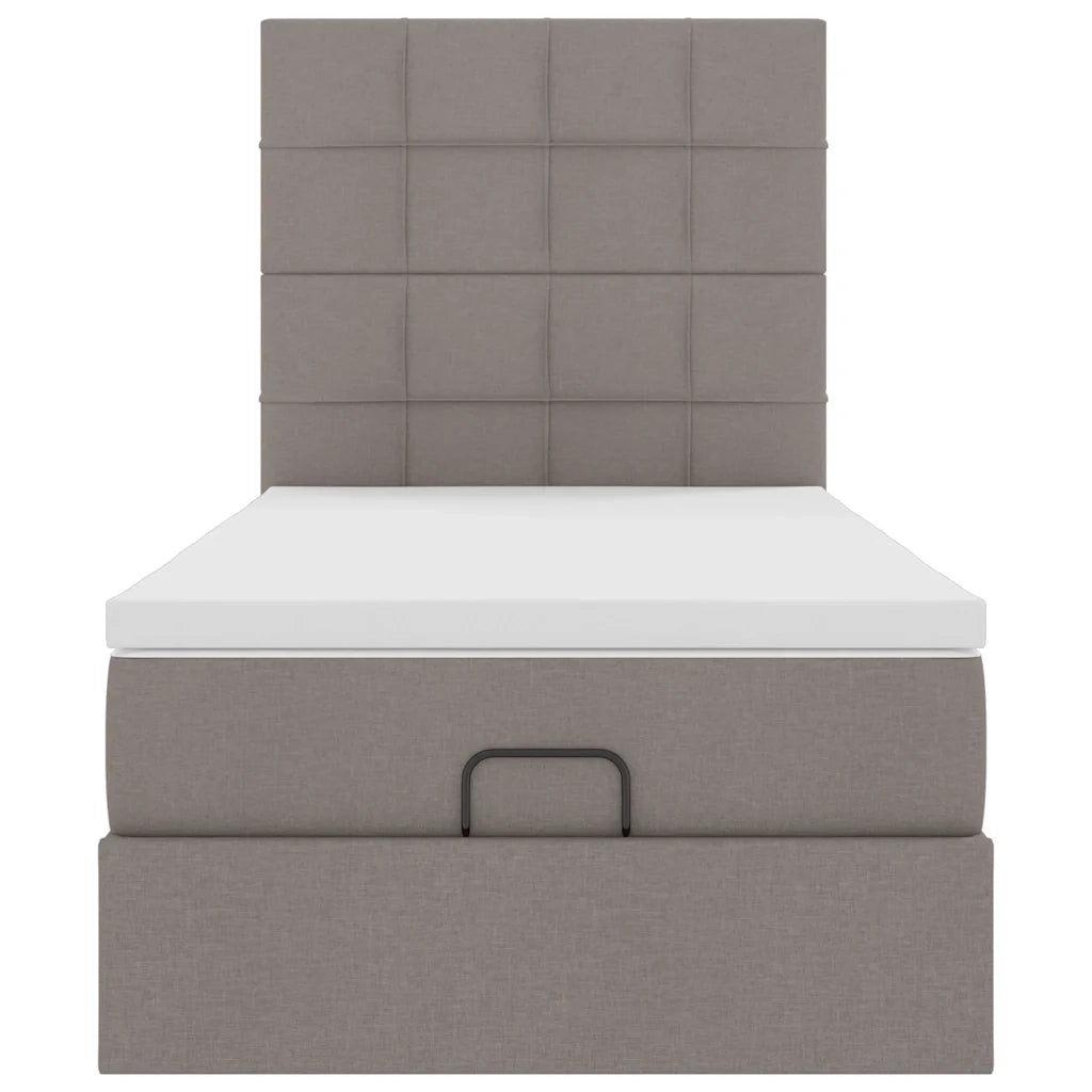 Struttura Letto Pouf con Materasso Tortora 100x200cm in Tessuto 3313986