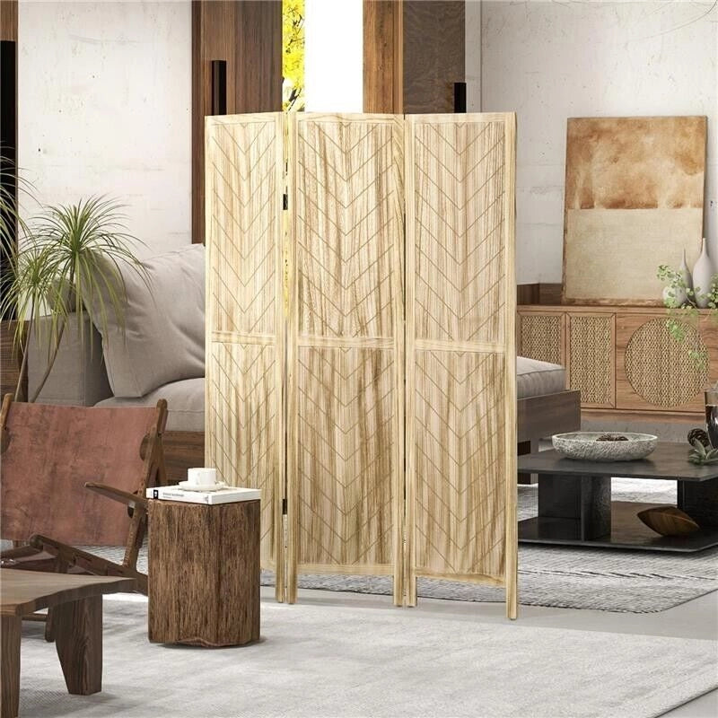 PARAVENTO DA INTERNO PIEGHEVOLE A 3 ANTE A SPINA DI PESCE IN LEGNO, 120X1.6X170 CM