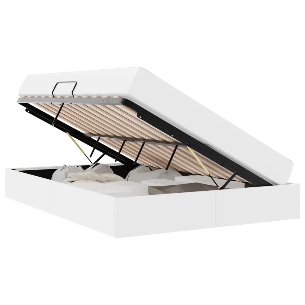 Letto con contenitore e materasso 2 pcs Bianco Pelle 3399613