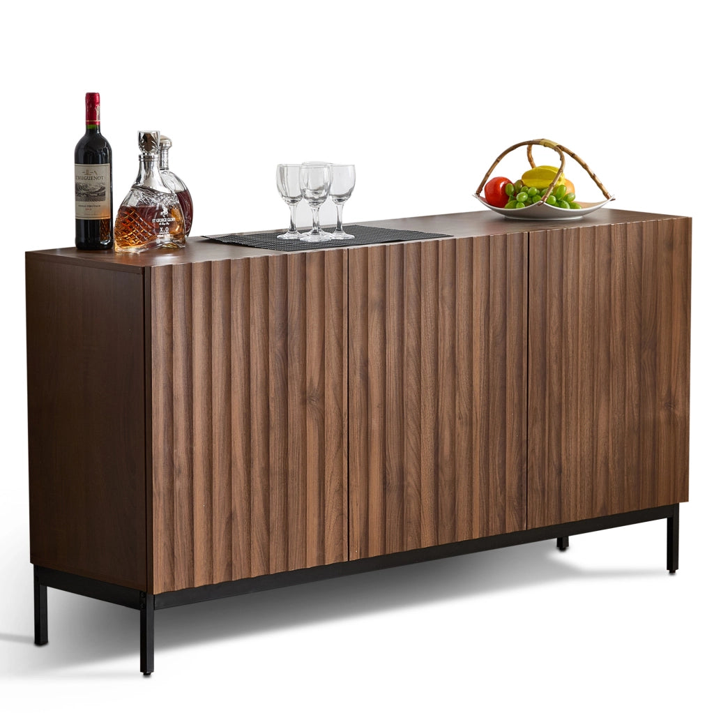 Madia moderna con design ondulato 150x40x80 cm; MDF e PB; colore naturale