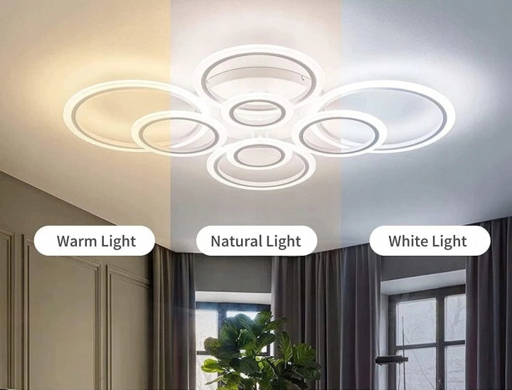 Lampada da soffitto LED bianca 8 anelli Vargo