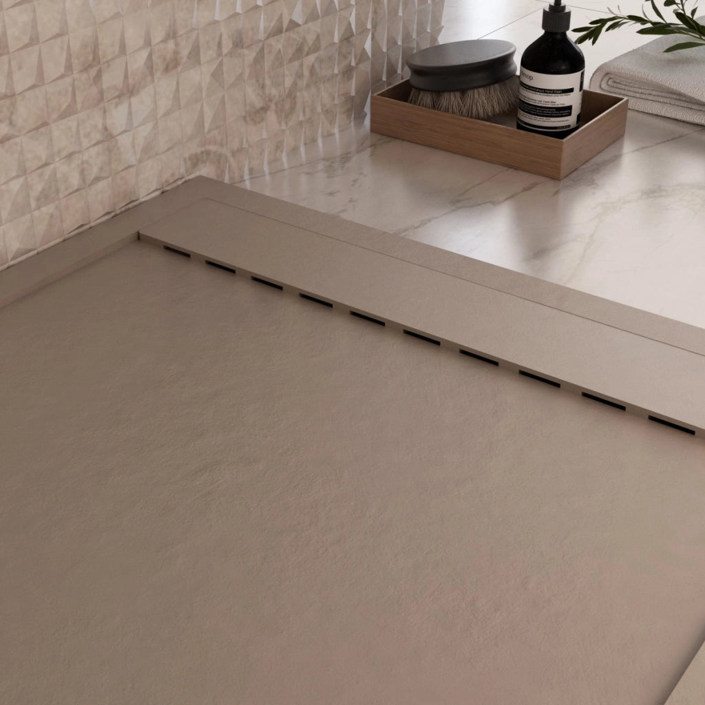 Piatto doccia in marmoresina tortora effetto pietra cemento prestige, misura 70x180