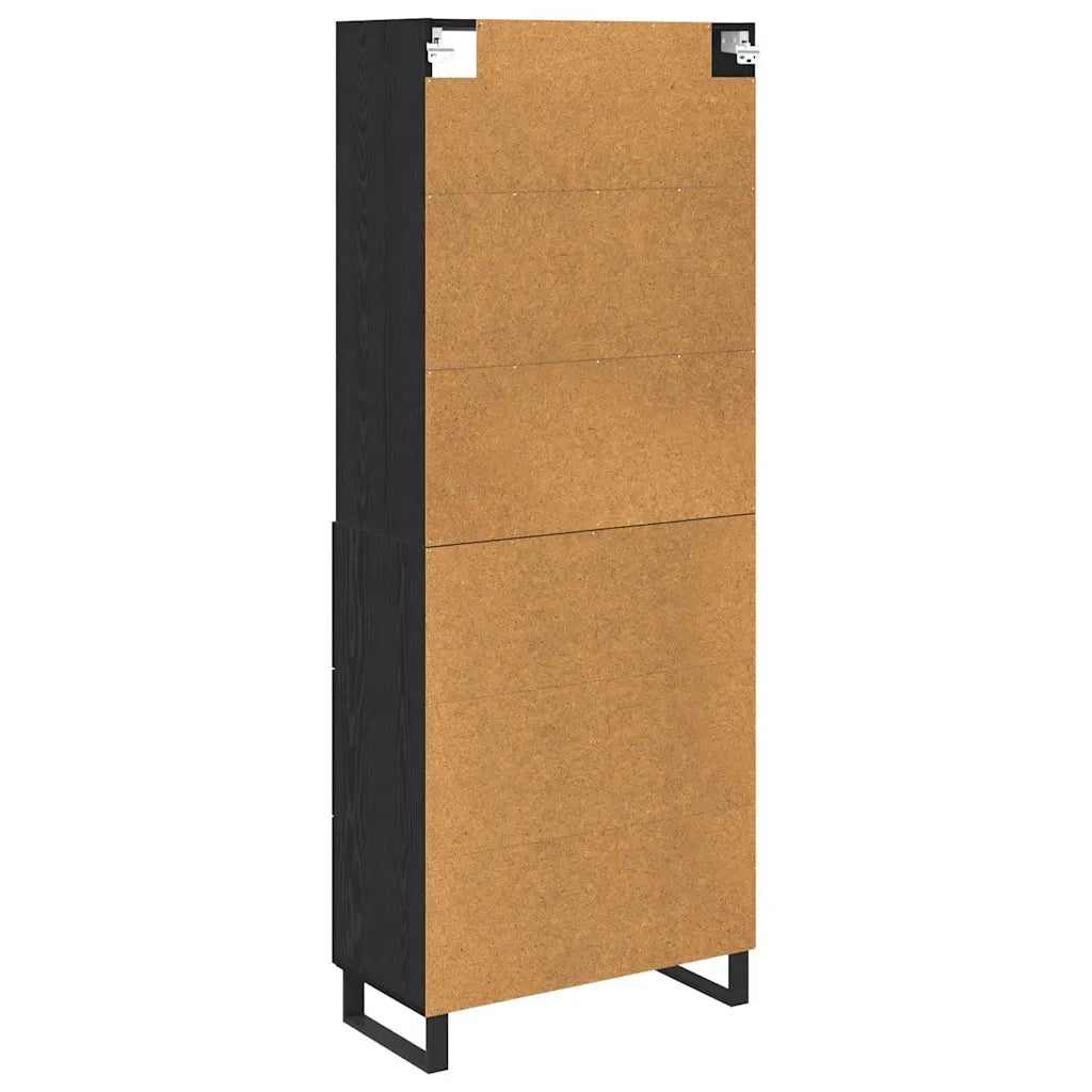 Credenza con cassetto 2 pcs Rovere Nero Legno multistrato