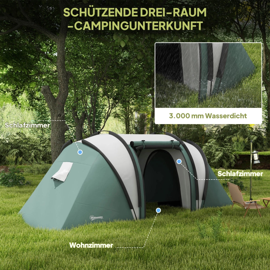 Tenda da campeggio familiare 4-5 persone ¨C Xylo ¨C impermeabile 3 stanze verde scuro