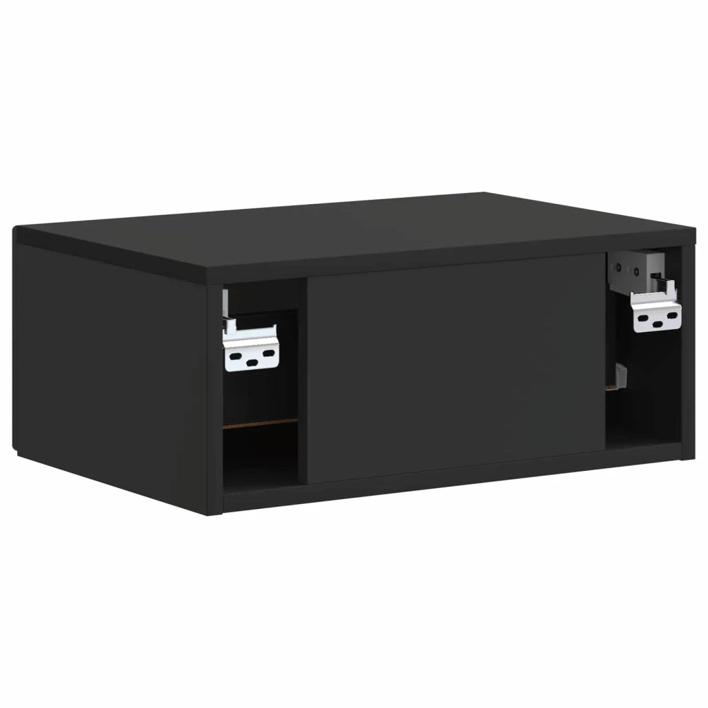 Set di 2 Comodini | Armadio da Notte | Mobiletto da notte a muro Nero 49 x 34,5 x 20 cm